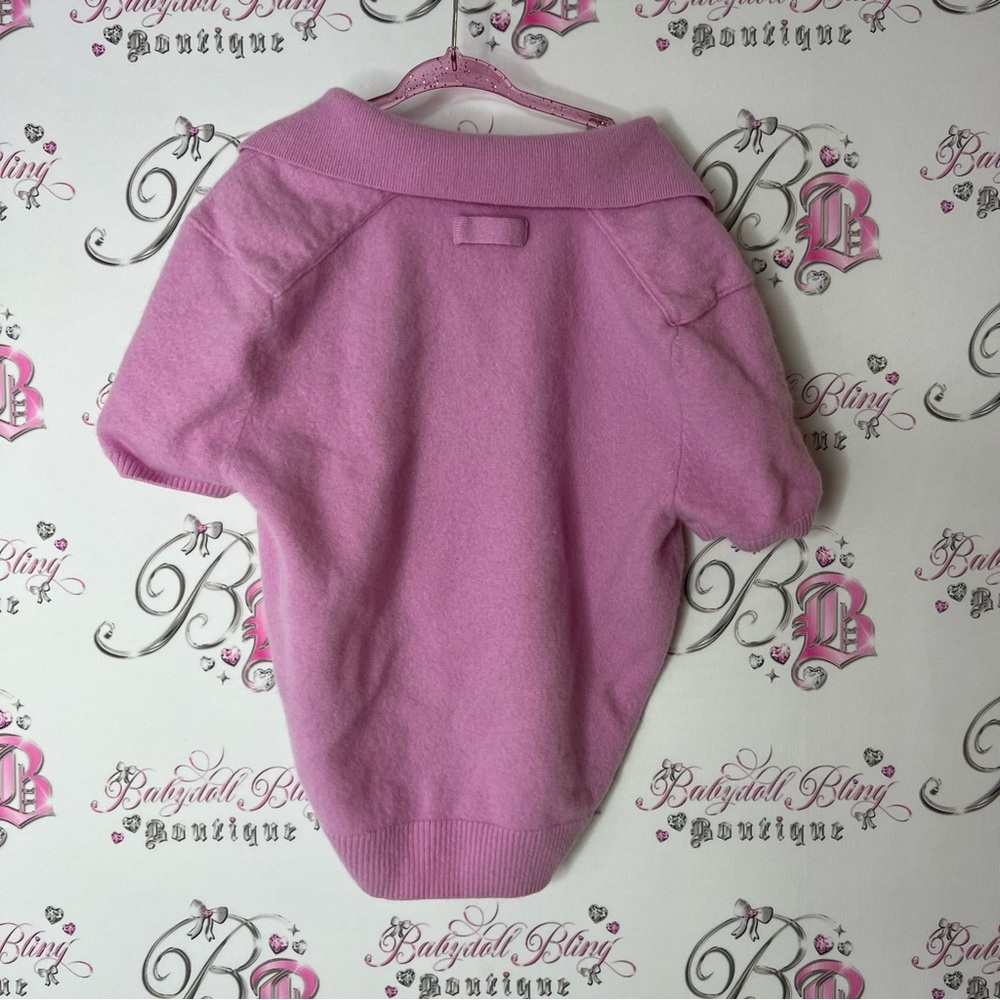 Zara Pink V-Neck Sweater Soft Knit Retro Style button down furry fuzzy - Picture 2 of 7